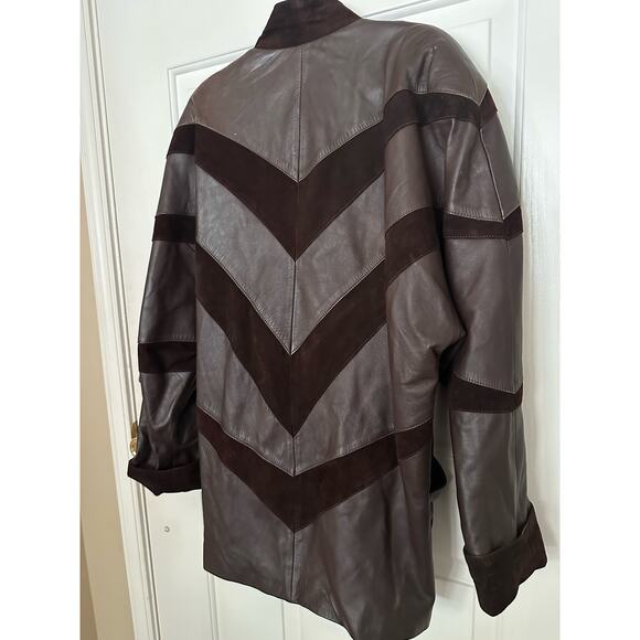 Vintage Leather Coat Womens XL Dolman Sleeve Suede Chocolate Brown Oversized - Picture 7 of 10